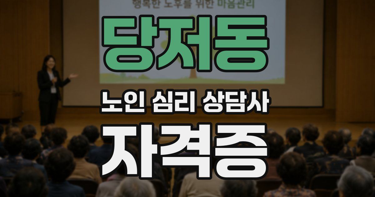 당저동 노인 심리 상담사 자격증