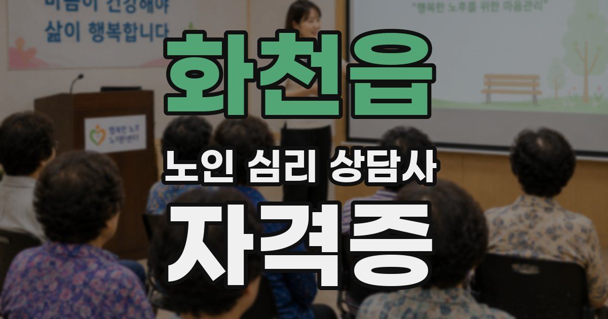 화천읍 노인 심리 상담사 자격증