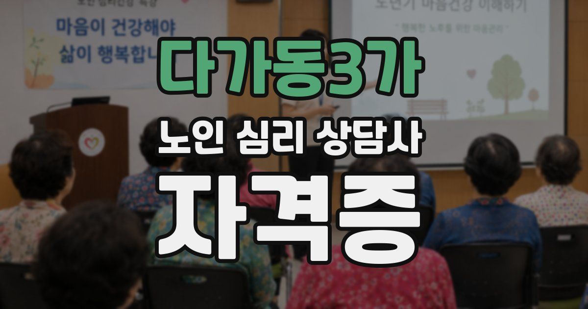 다가동3가 노인 심리 상담사 자격증