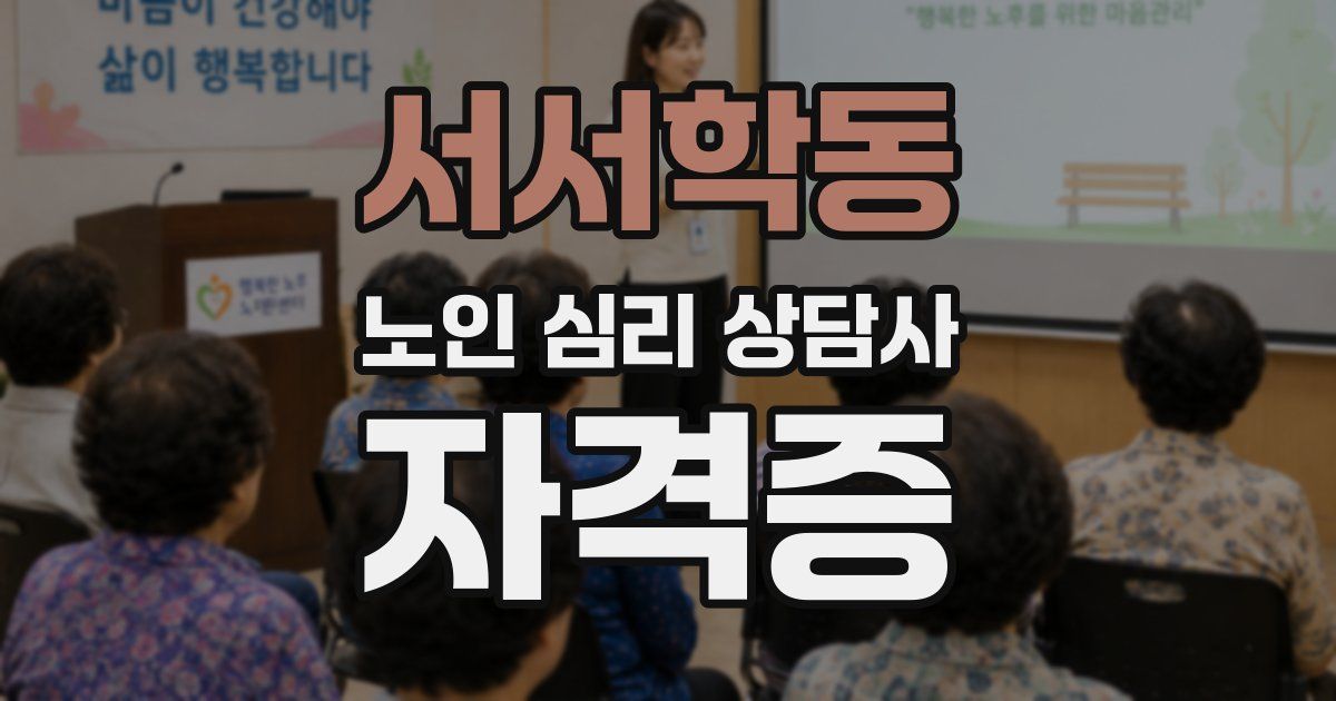 서서학동 노인 심리 상담사 자격증