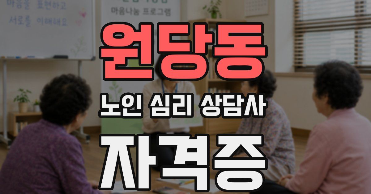원당동 노인 심리 상담사 자격증