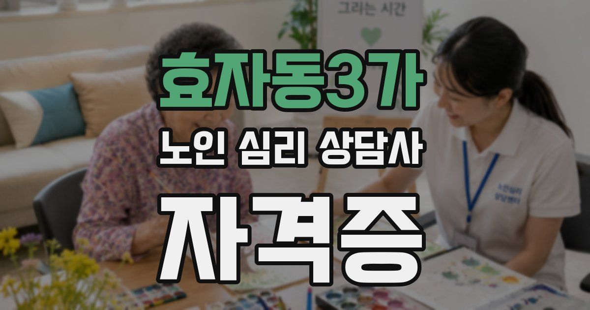 효자동3가 노인 심리 상담사 자격증