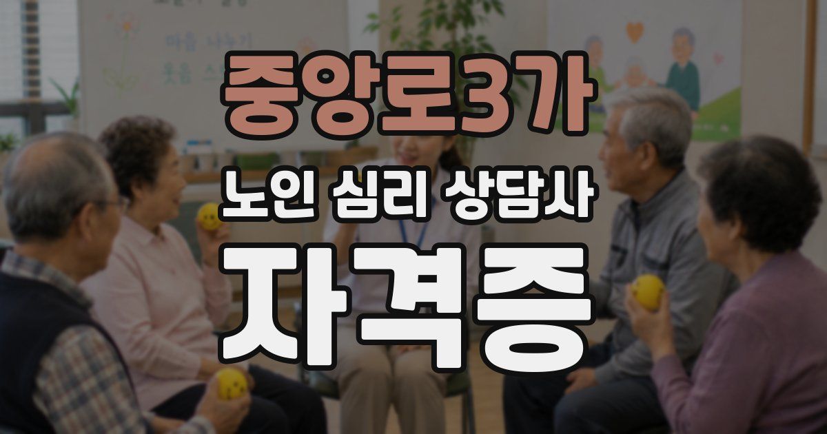 중앙로3가 노인 심리 상담사 자격증