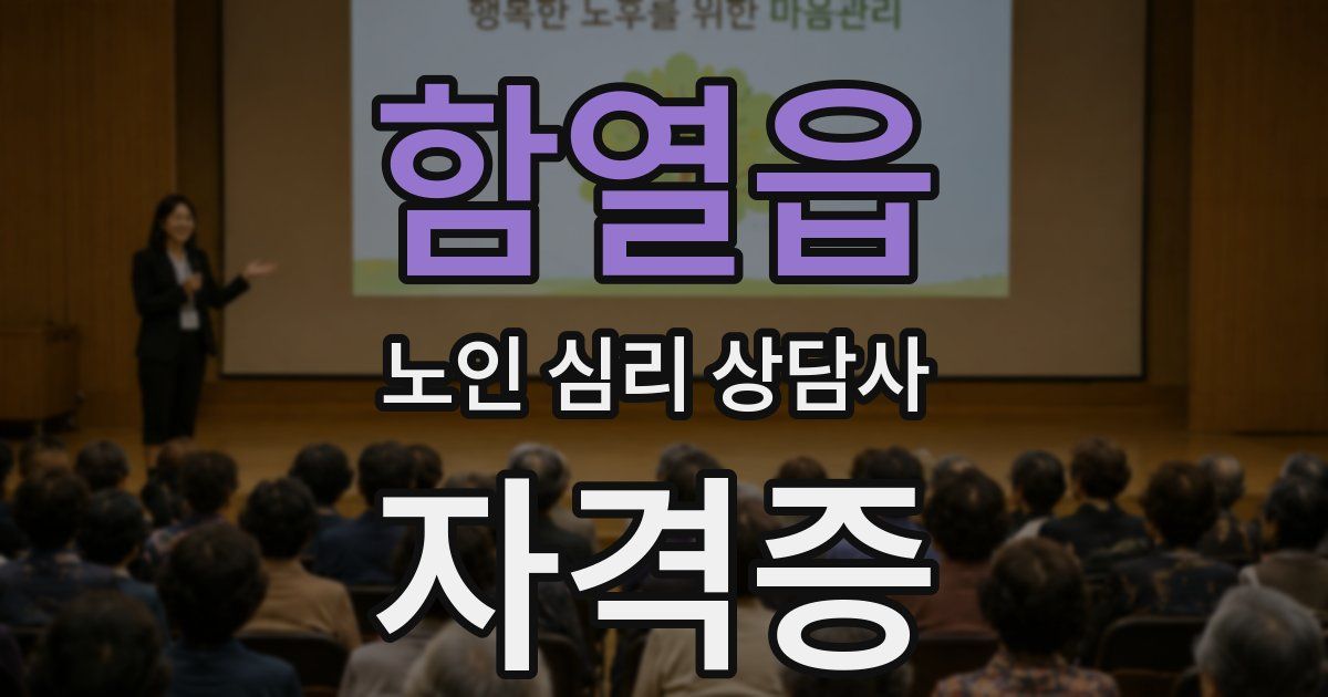 함열읍 노인 심리 상담사 자격증