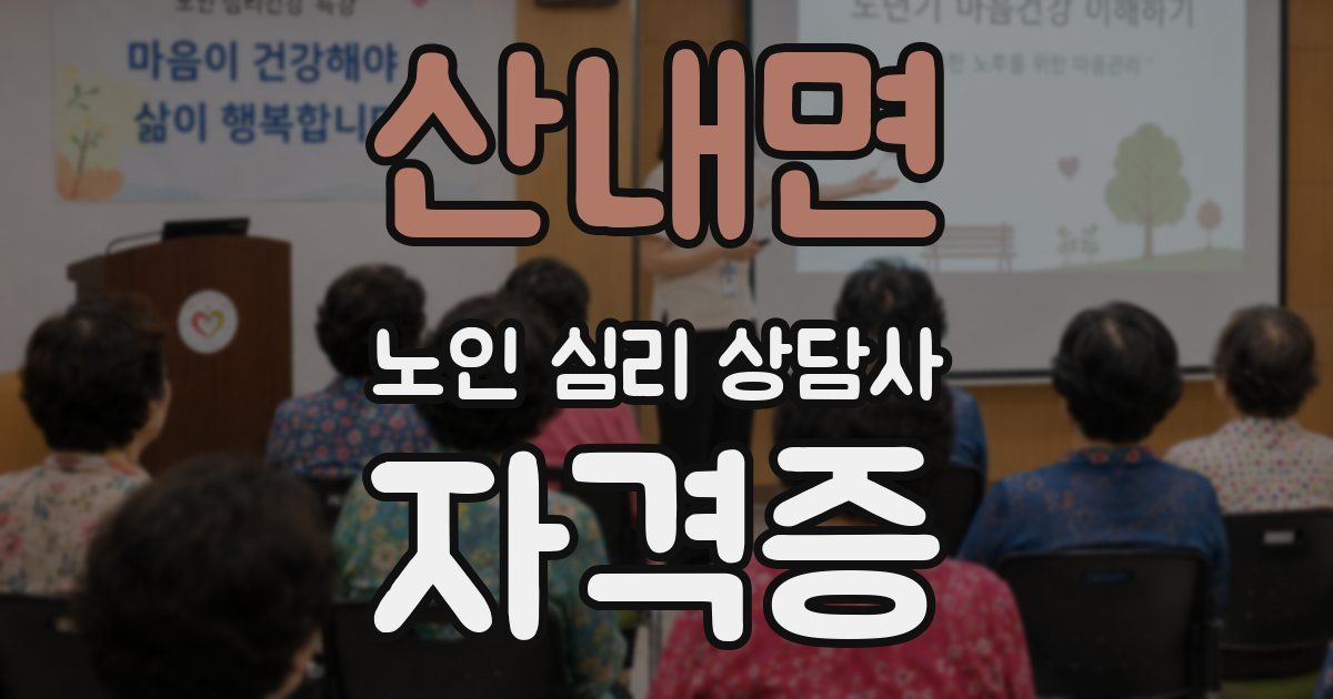 산내면 노인 심리 상담사 자격증