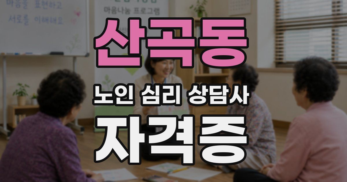 산곡동 노인 심리 상담사 자격증