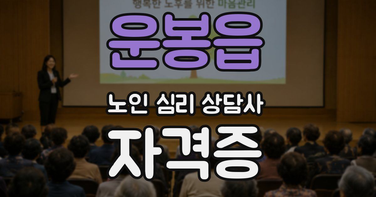 운봉읍 노인 심리 상담사 자격증