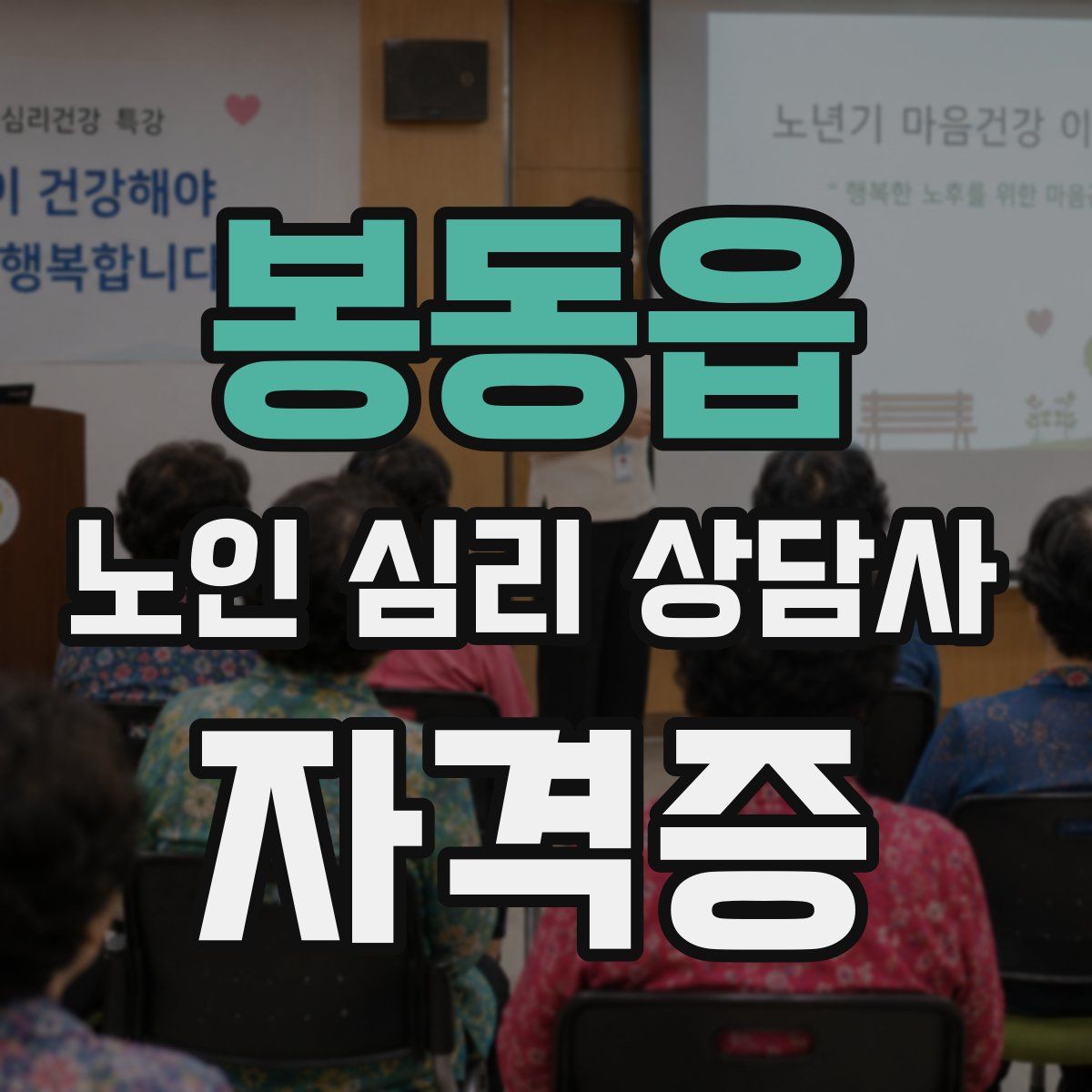 봉동읍 노인 심리 상담사 자격증