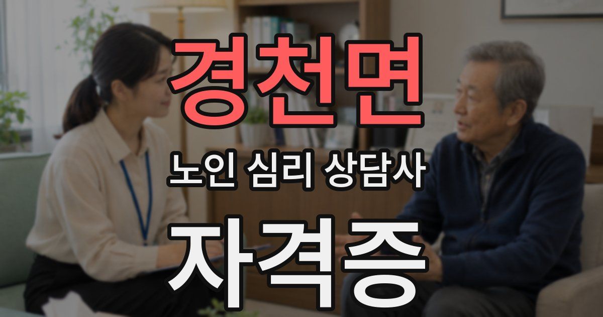 경천면 노인 심리 상담사 자격증