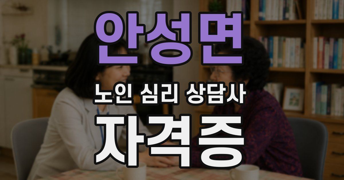 안성면 노인 심리 상담사 자격증