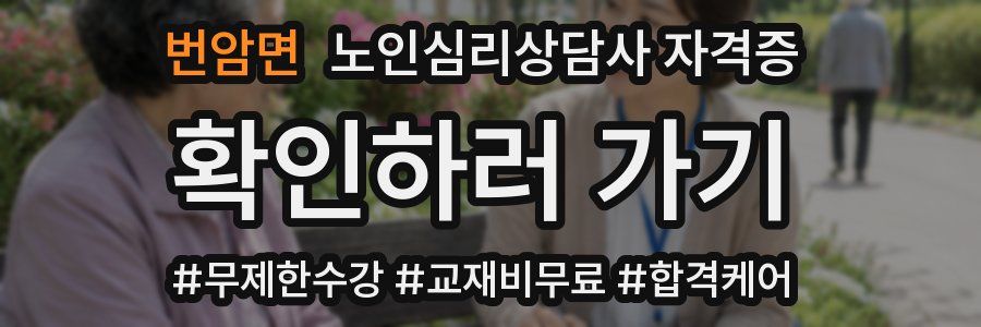 번암면 노인 심리 상담사 자격증