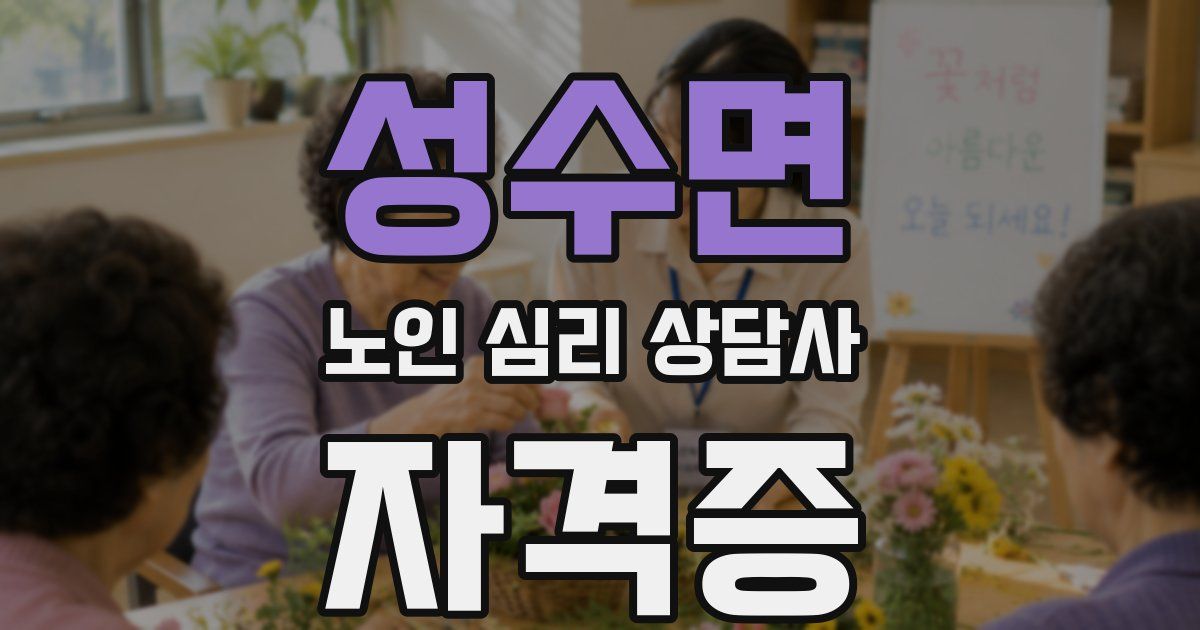 성수면 노인 심리 상담사 자격증