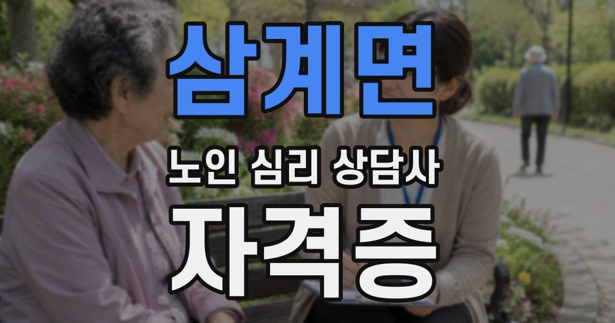 삼계면 노인 심리 상담사 자격증