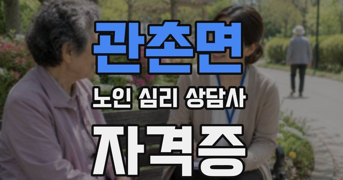 관촌면 노인 심리 상담사 자격증