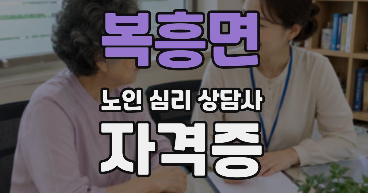 복흥면 노인 심리 상담사 자격증