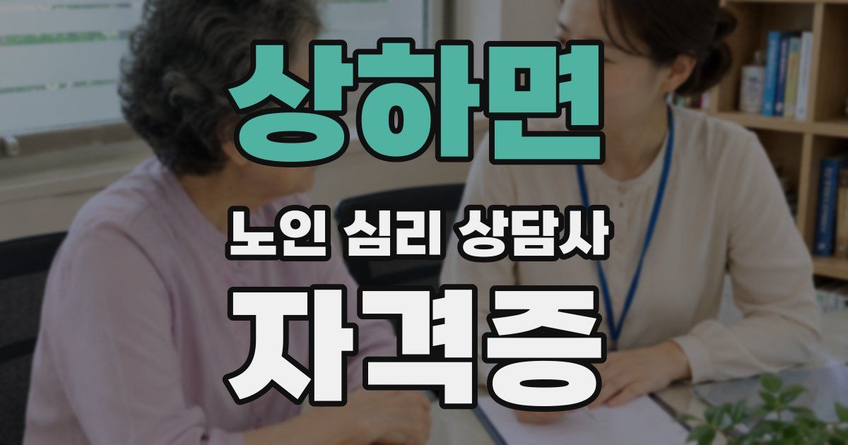 상하면 노인 심리 상담사 자격증