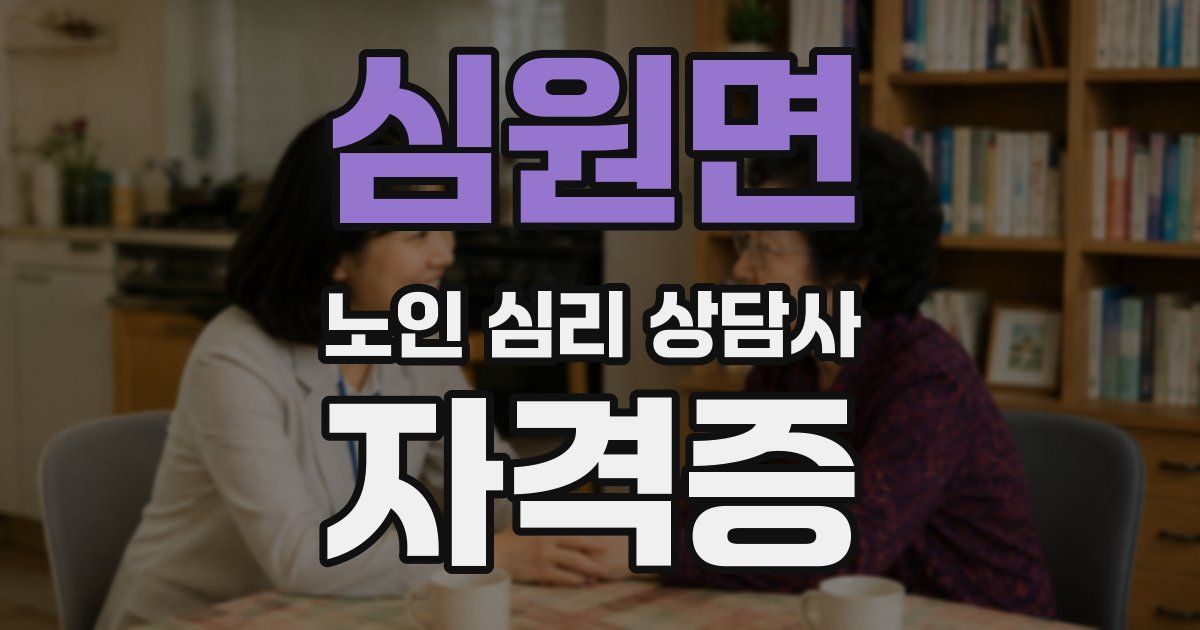 심원면 노인 심리 상담사 자격증