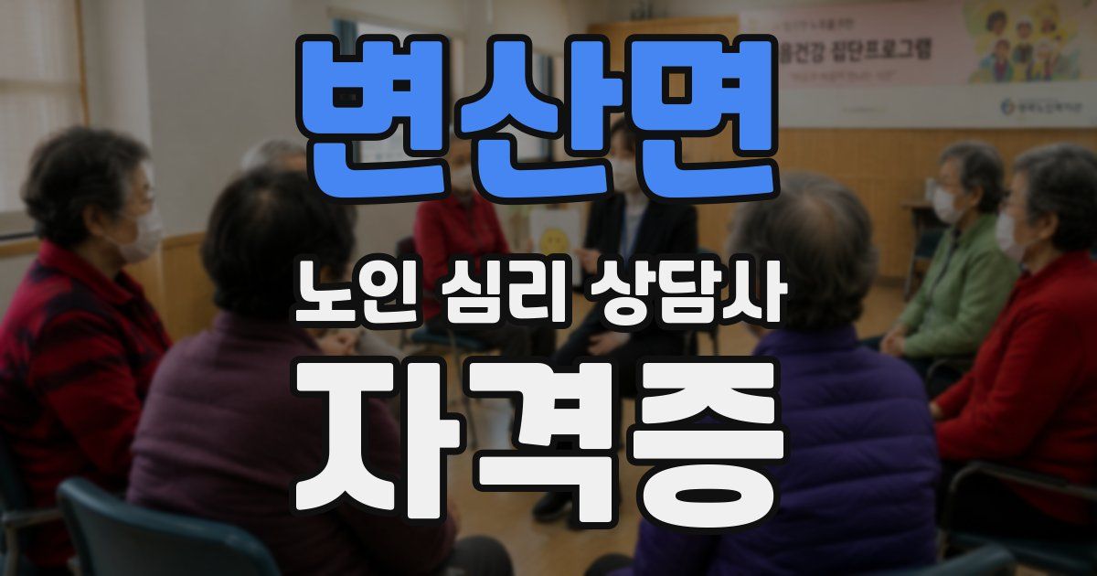 변산면 노인 심리 상담사 자격증