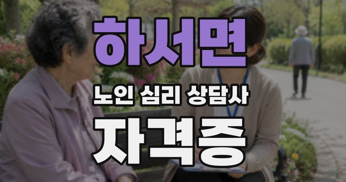 하서면 노인 심리 상담사 자격증