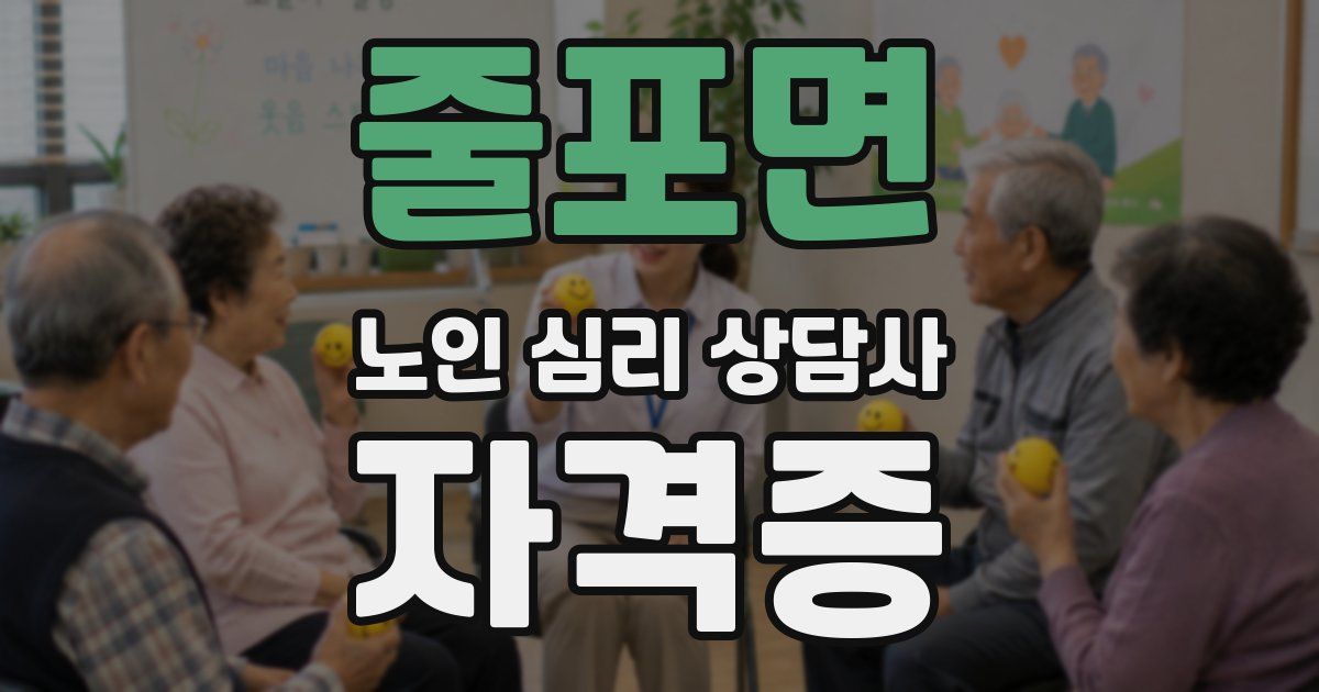 줄포면 노인 심리 상담사 자격증