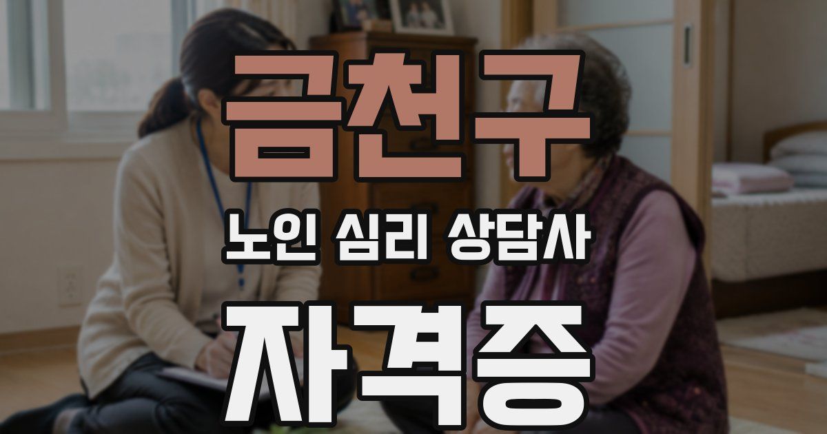 금천구 노인 심리 상담사 자격증
