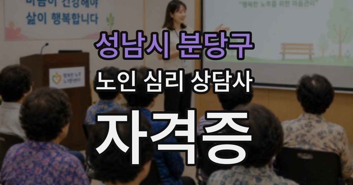성남시 분당구 노인 심리 상담사 자격증