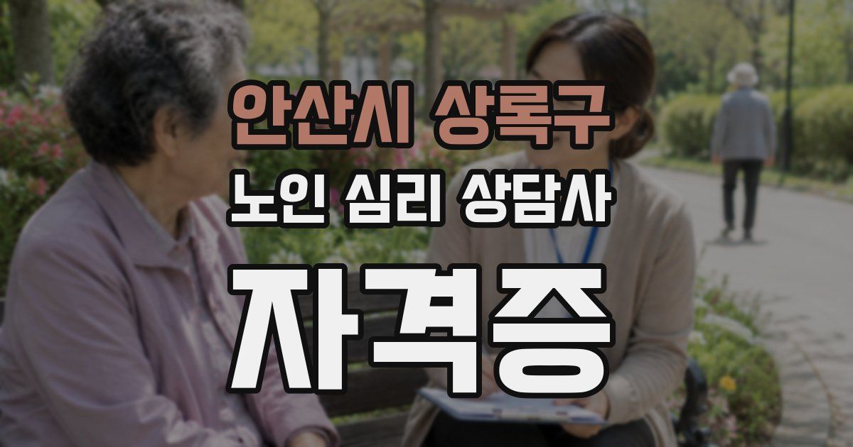 안산시 상록구 노인 심리 상담사 자격증