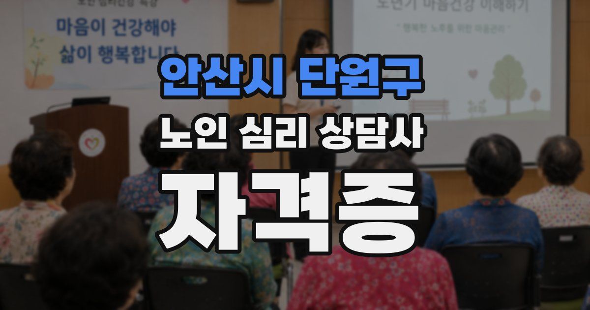 안산시 단원구 노인 심리 상담사 자격증
