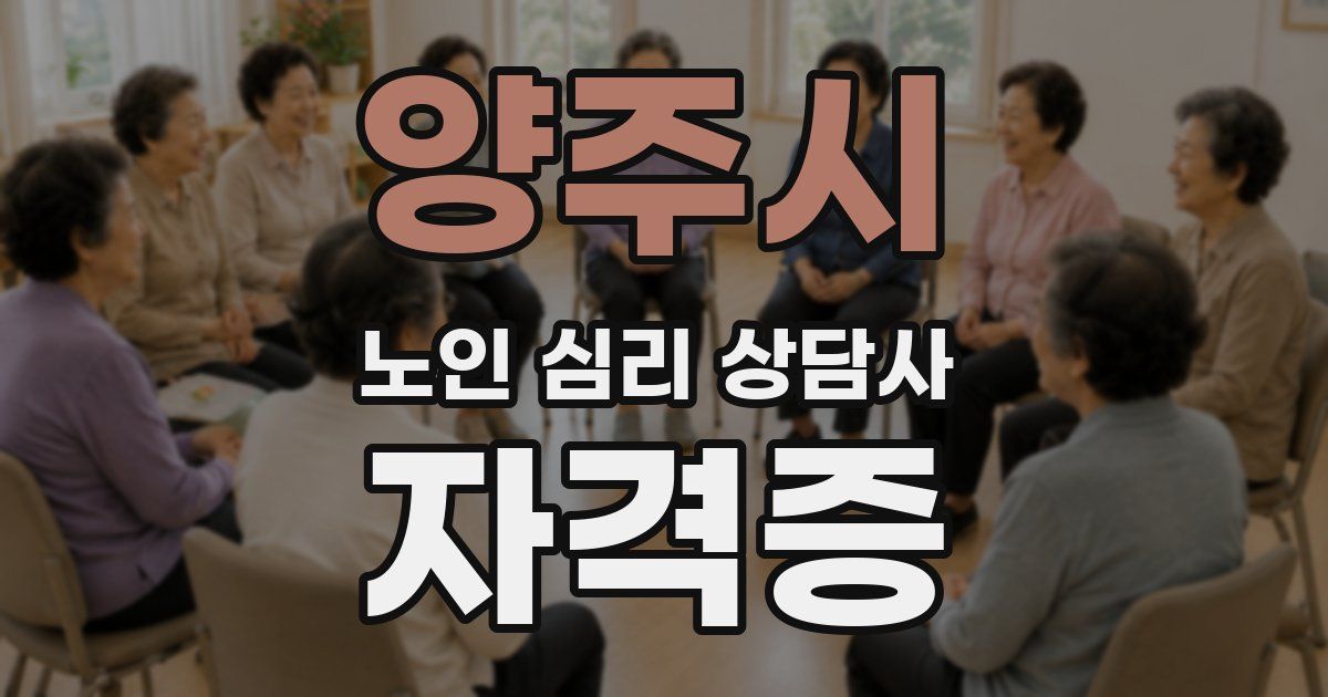 양주시 노인 심리 상담사 자격증