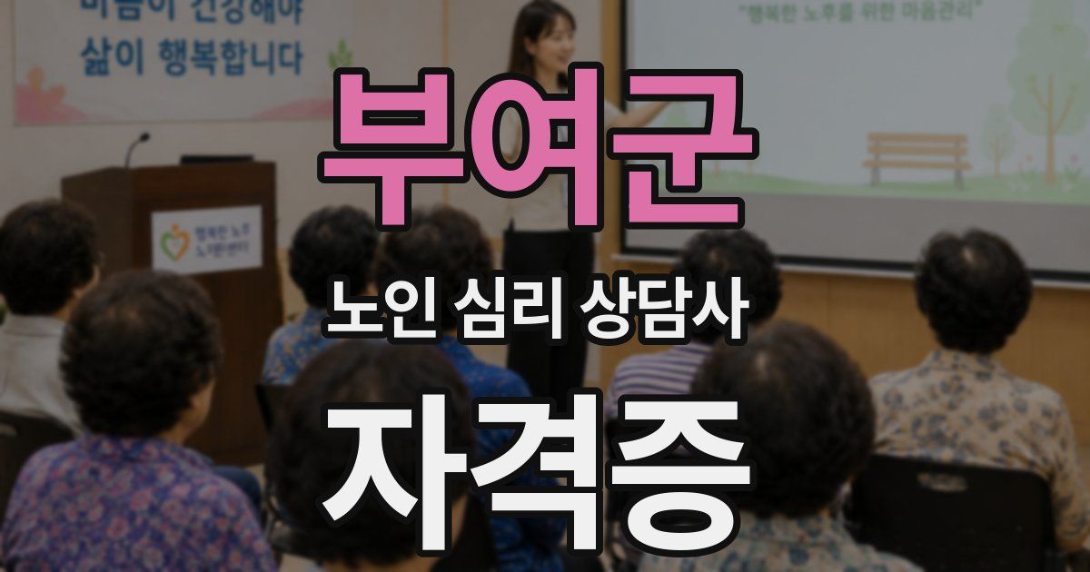 부여군 노인 심리 상담사 자격증