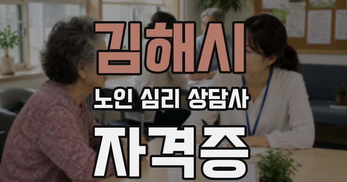 김해시 노인 심리 상담사 자격증