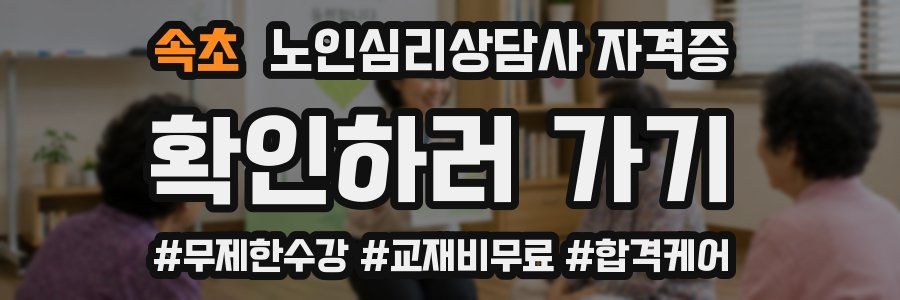 속초 노인 심리 상담사 자격증