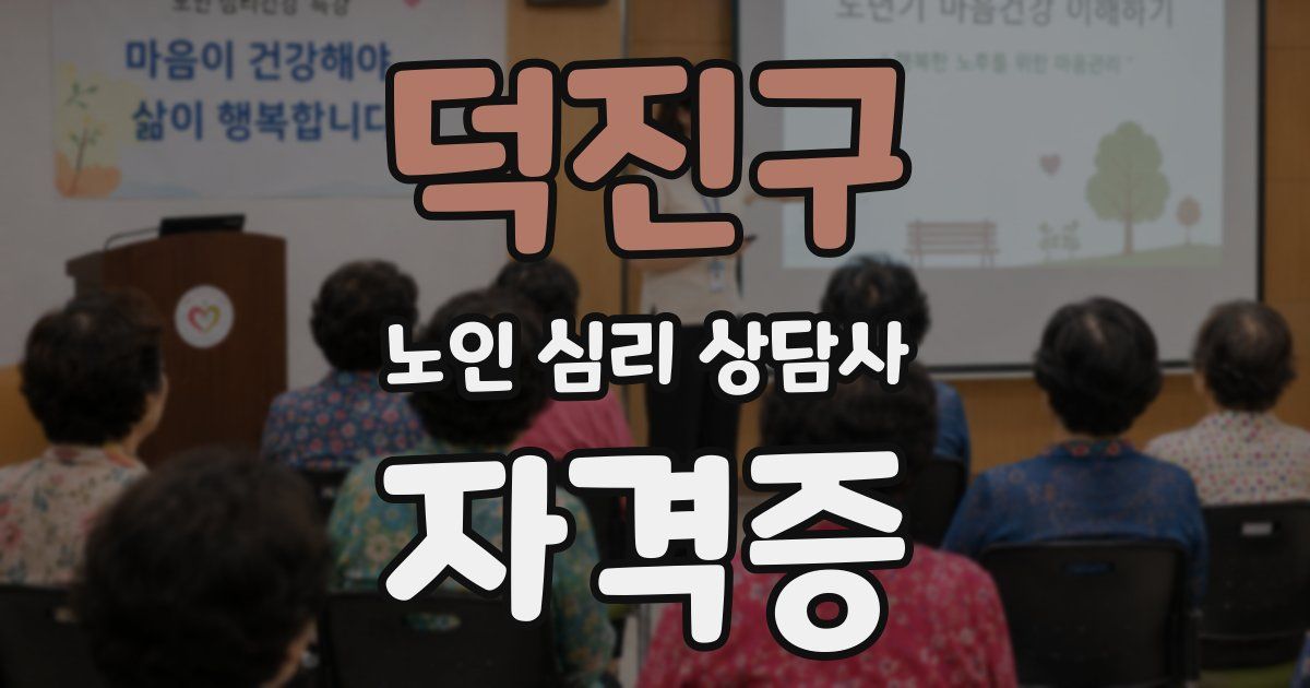 덕진구 노인 심리 상담사 자격증