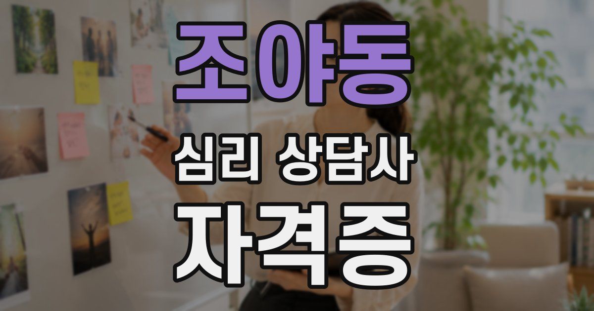 조야동 심리 상담사 자격증