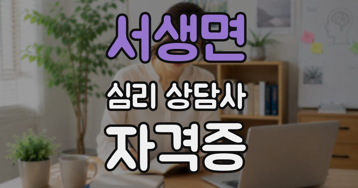 서생면 심리 상담사 자격증