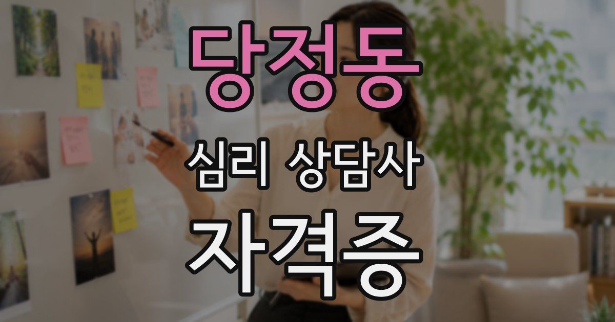 당정동 심리 상담사 자격증