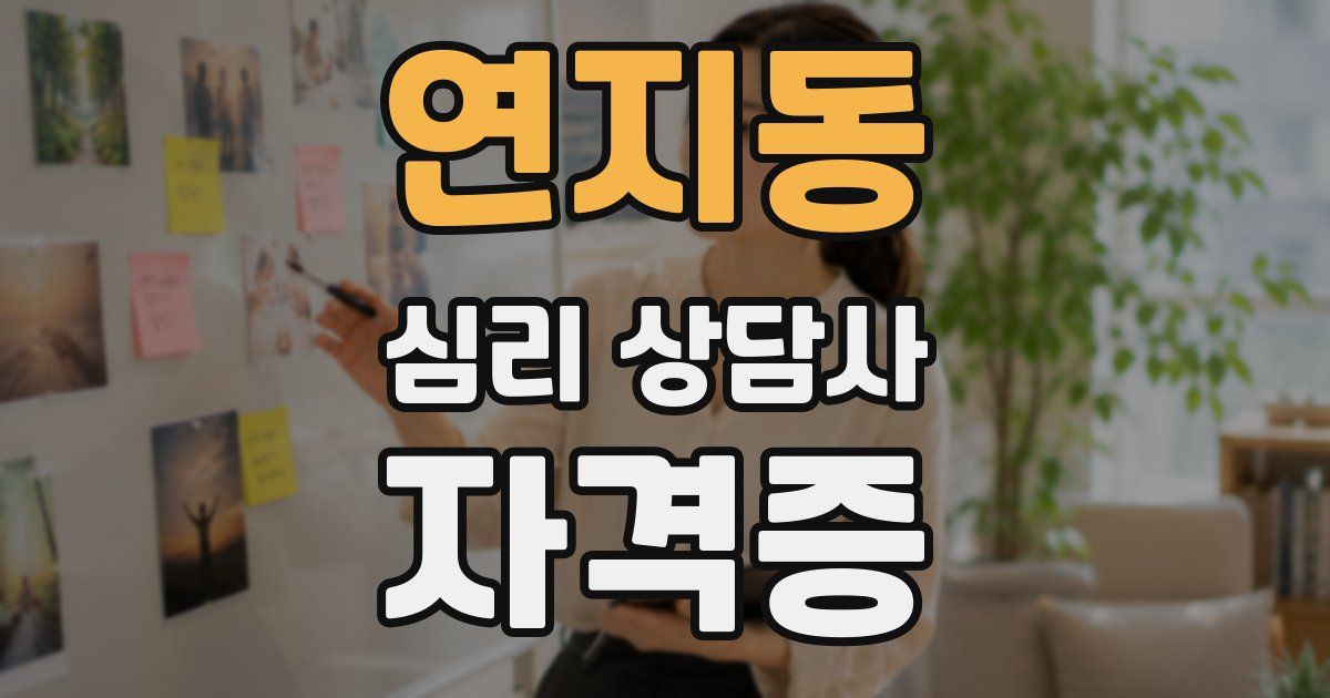 연지동 심리 상담사 자격증