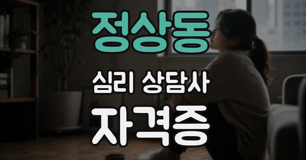 정상동 심리 상담사 자격증