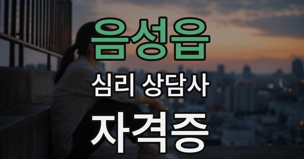 음성읍 심리 상담사 자격증