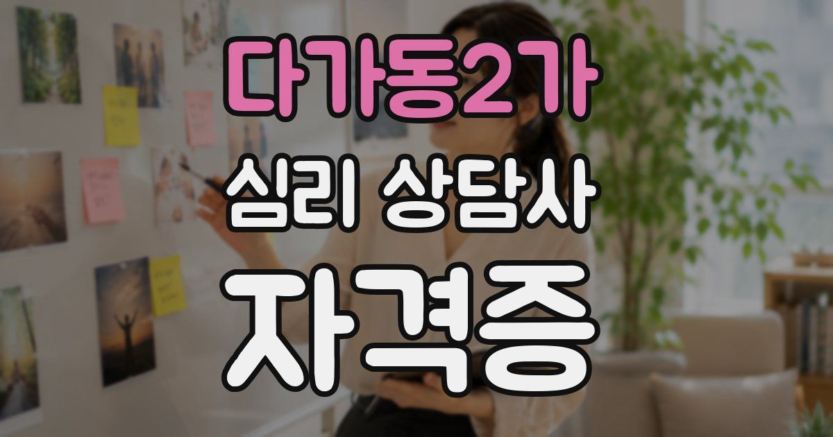 다가동2가 심리 상담사 자격증