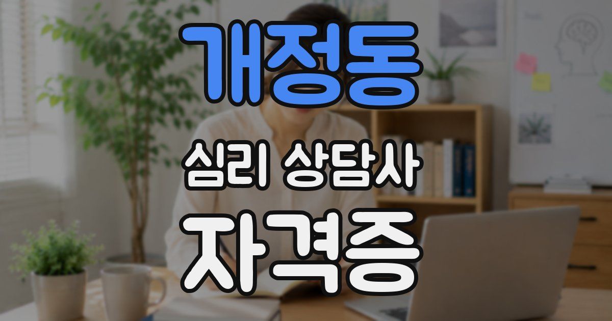 개정동 심리 상담사 자격증