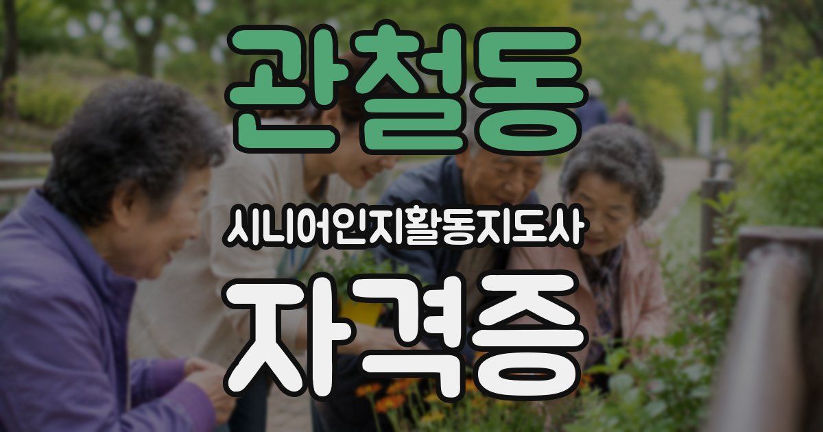 관철동 시니어인지활동지도사 자격증