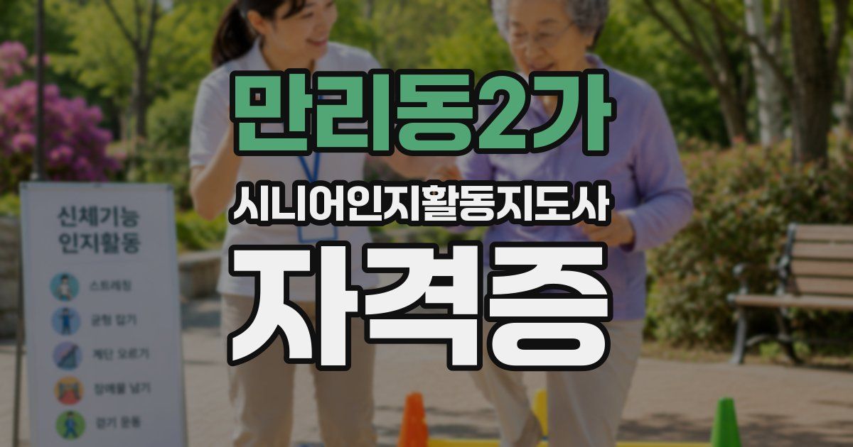 만리동2가 시니어인지활동지도사 자격증