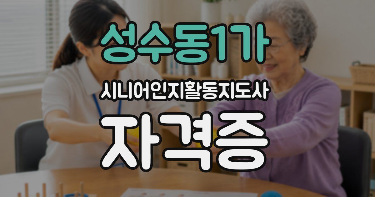 성수동1가 시니어인지활동지도사 자격증