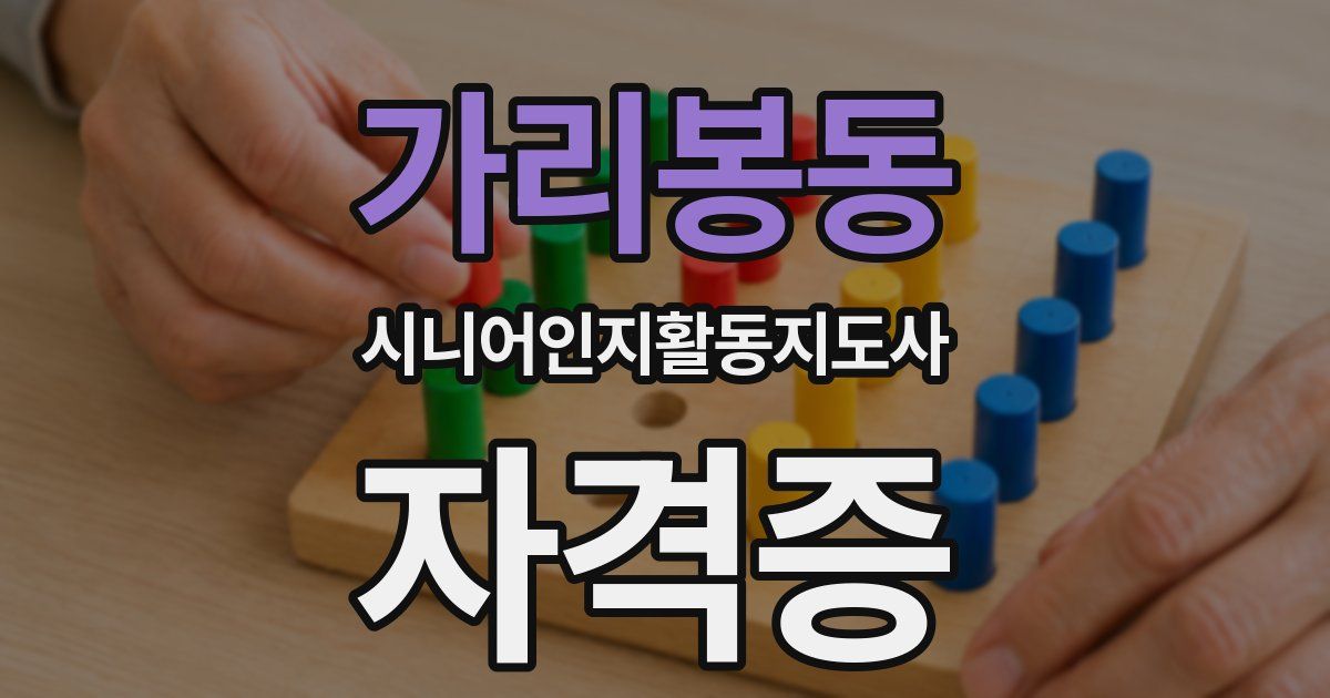 가리봉동 시니어인지활동지도사 자격증