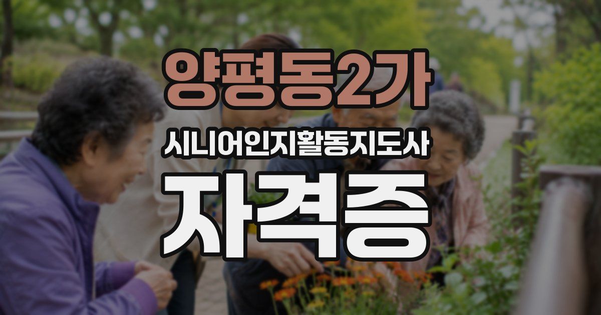 양평동2가 시니어인지활동지도사 자격증