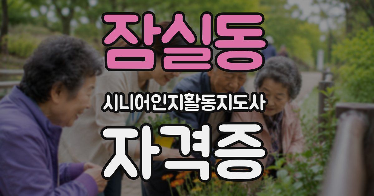 잠실동 시니어인지활동지도사 자격증