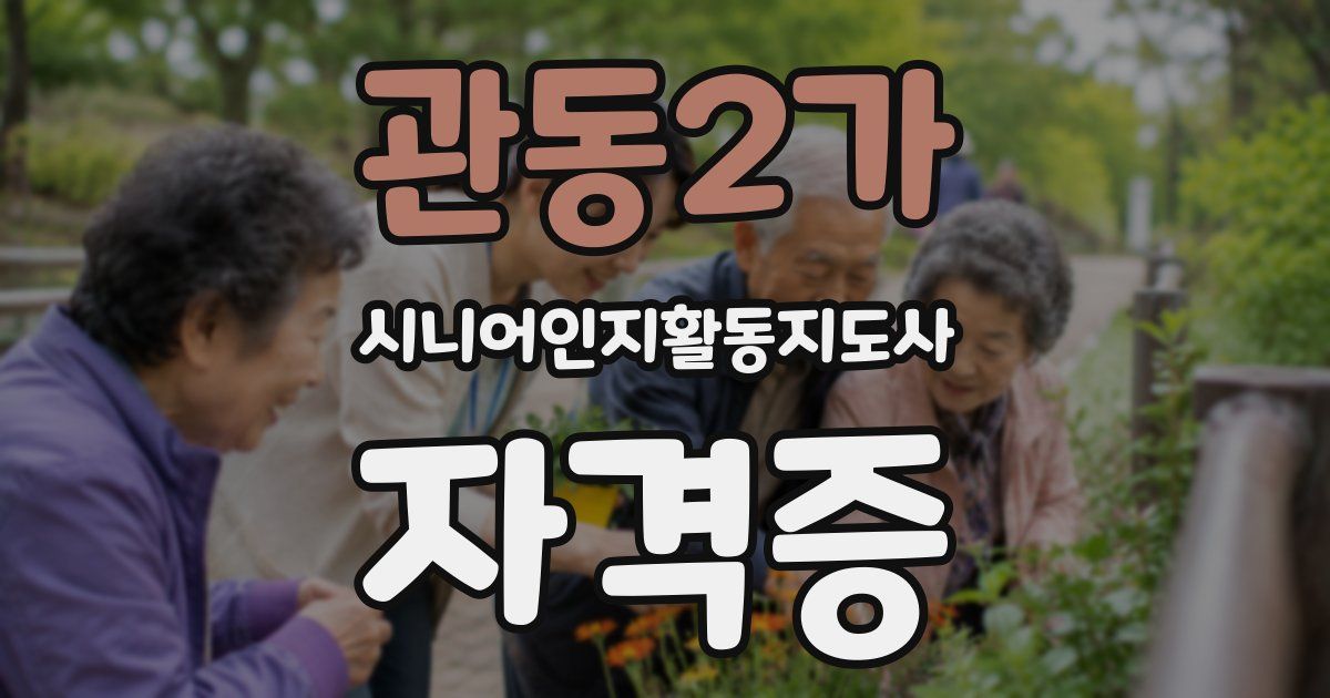 관동2가 시니어인지활동지도사 자격증