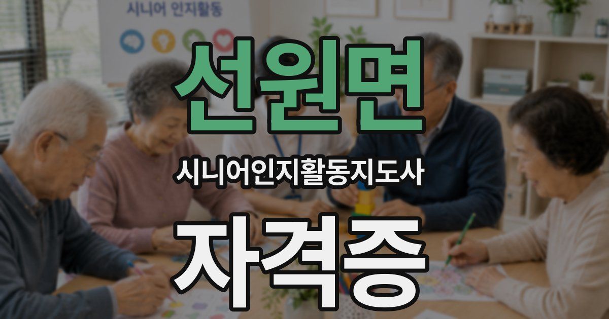 선원면 시니어인지활동지도사 자격증