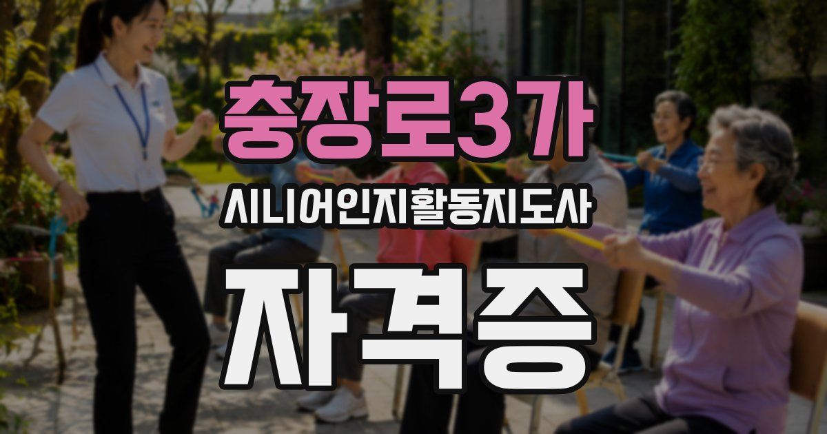 충장로3가 시니어인지활동지도사 자격증